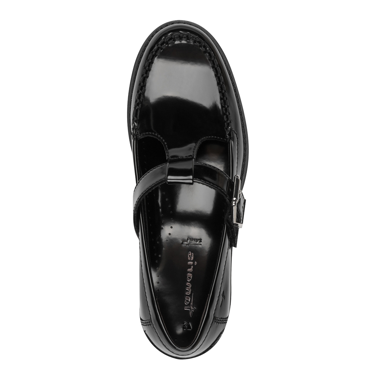 Mocassins à bride en T noir, TAMARIS