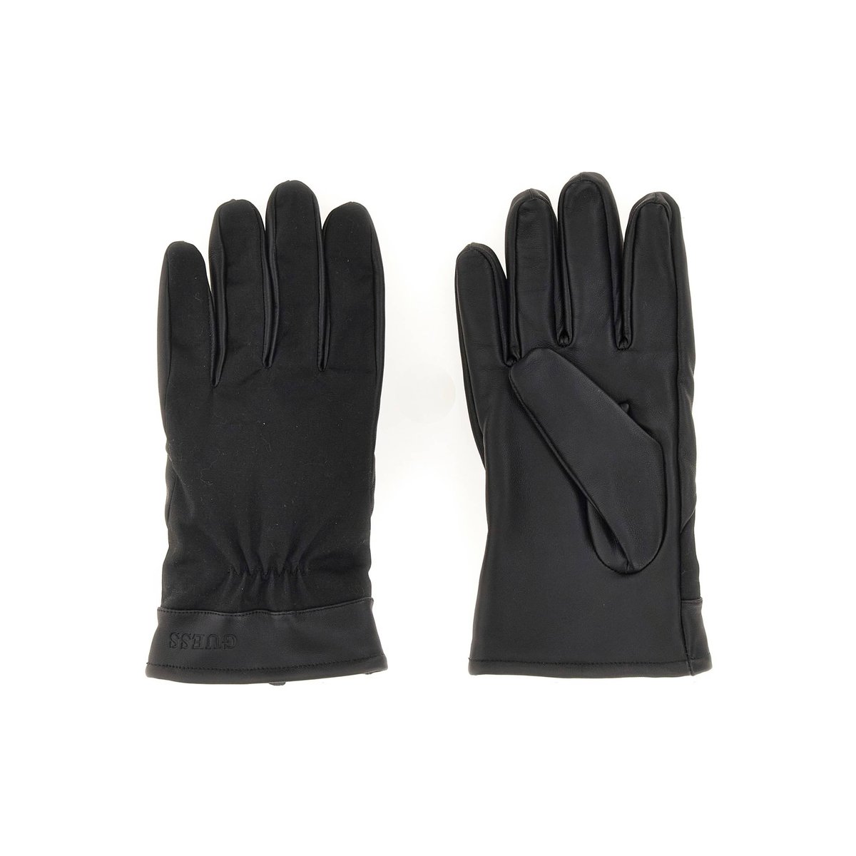 Gants En Cuir Véritable noir, GUESS