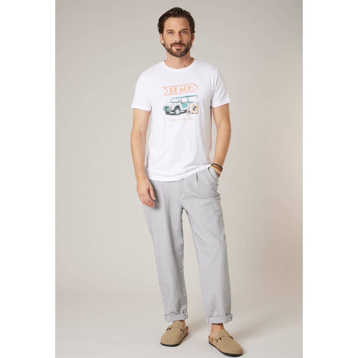 T-shirt homme en coton BEACHWAY white, DEELUXE