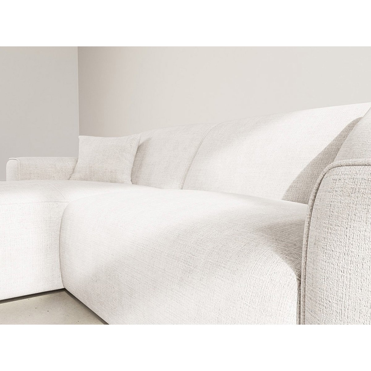 Canapé d'angle gauche en velours texturé, LISON beige, BEST MOBILIER