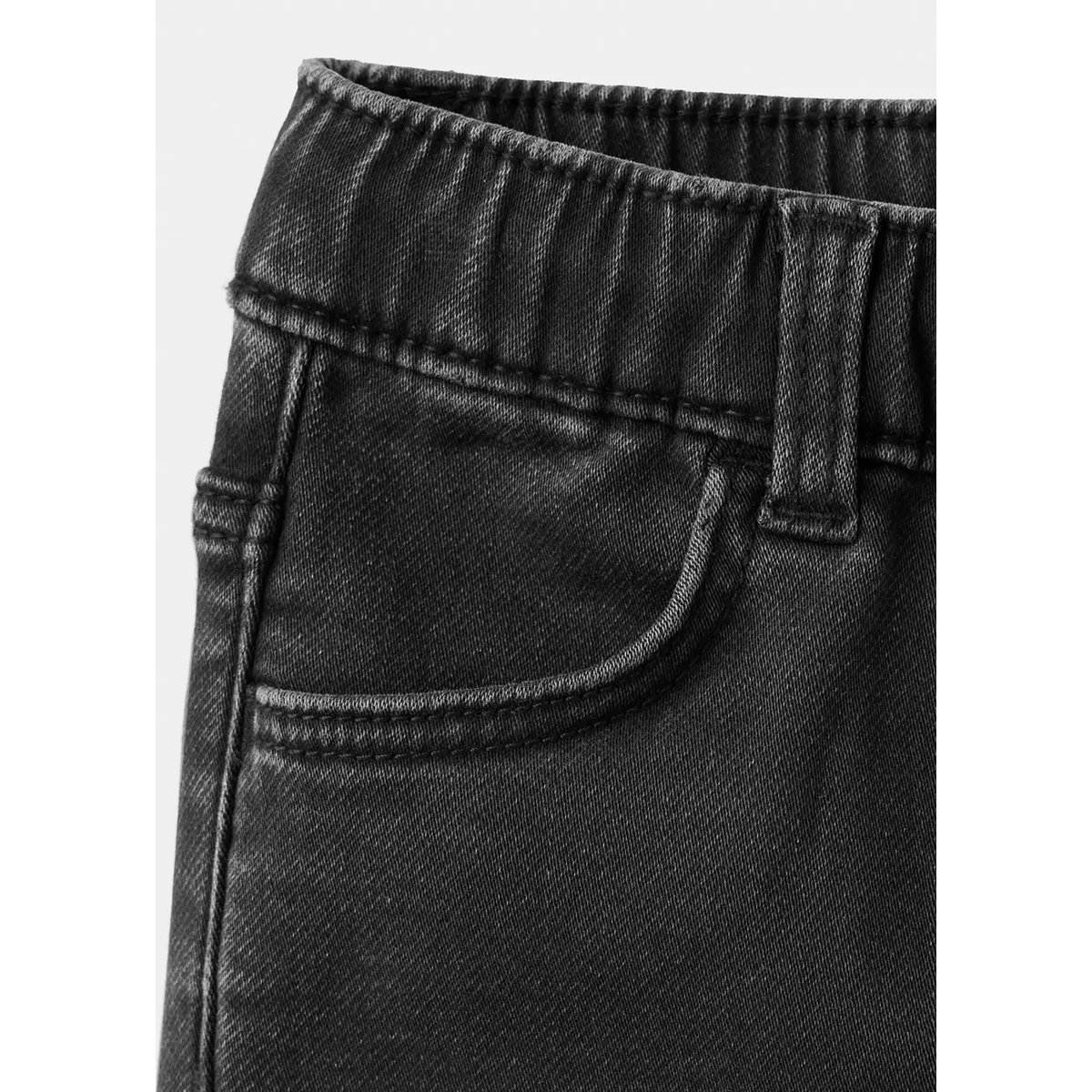 Jean droit taille élastique black denim, MANGO BABY