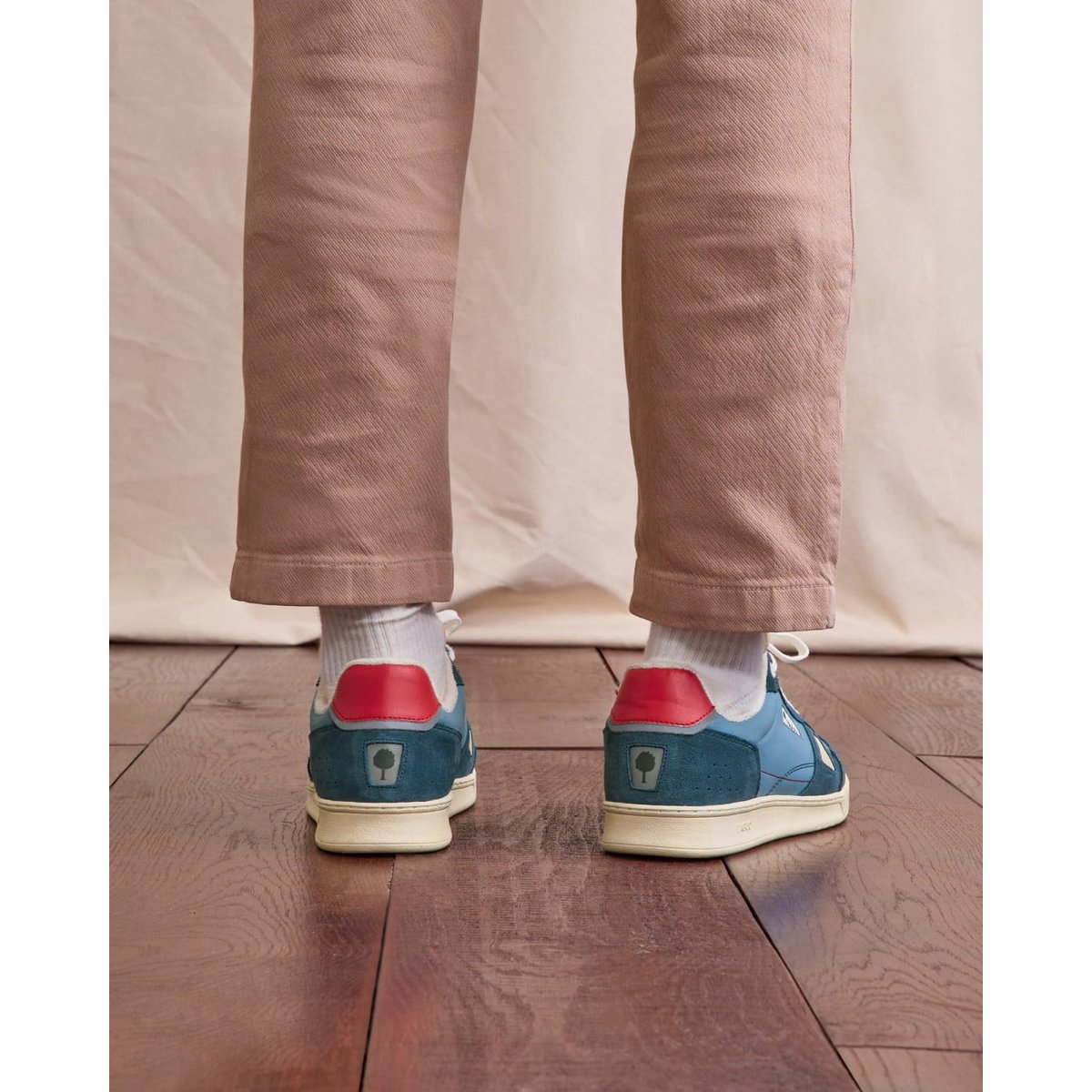 Baskets basses tissu suede COMMUTE 1 bleu jean, FAGUO
