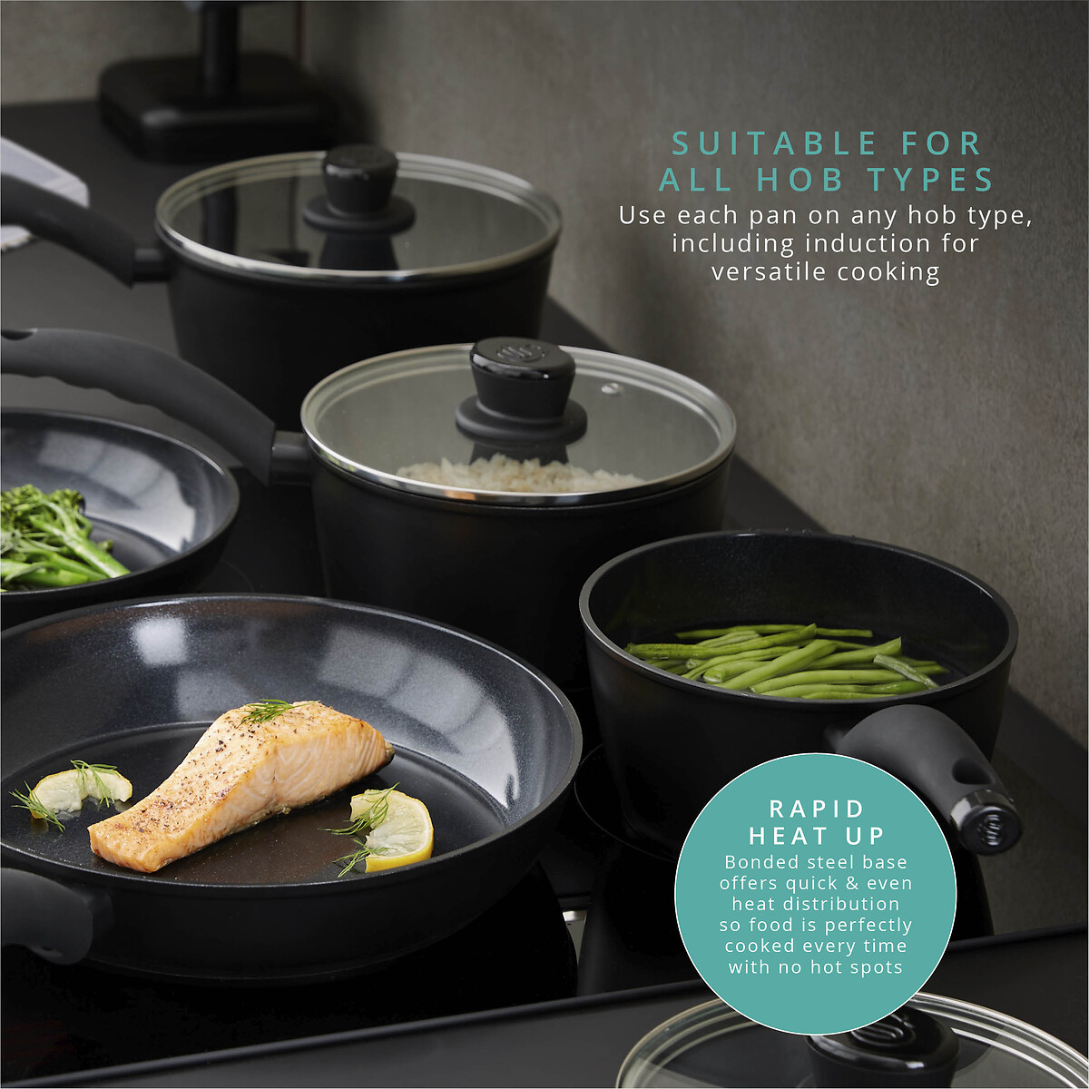 5-Piece Stealth Cookware Set black, SWAN
