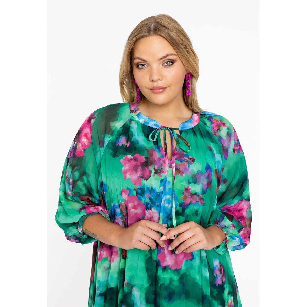 Robe imprimé  floral vert, YOEK