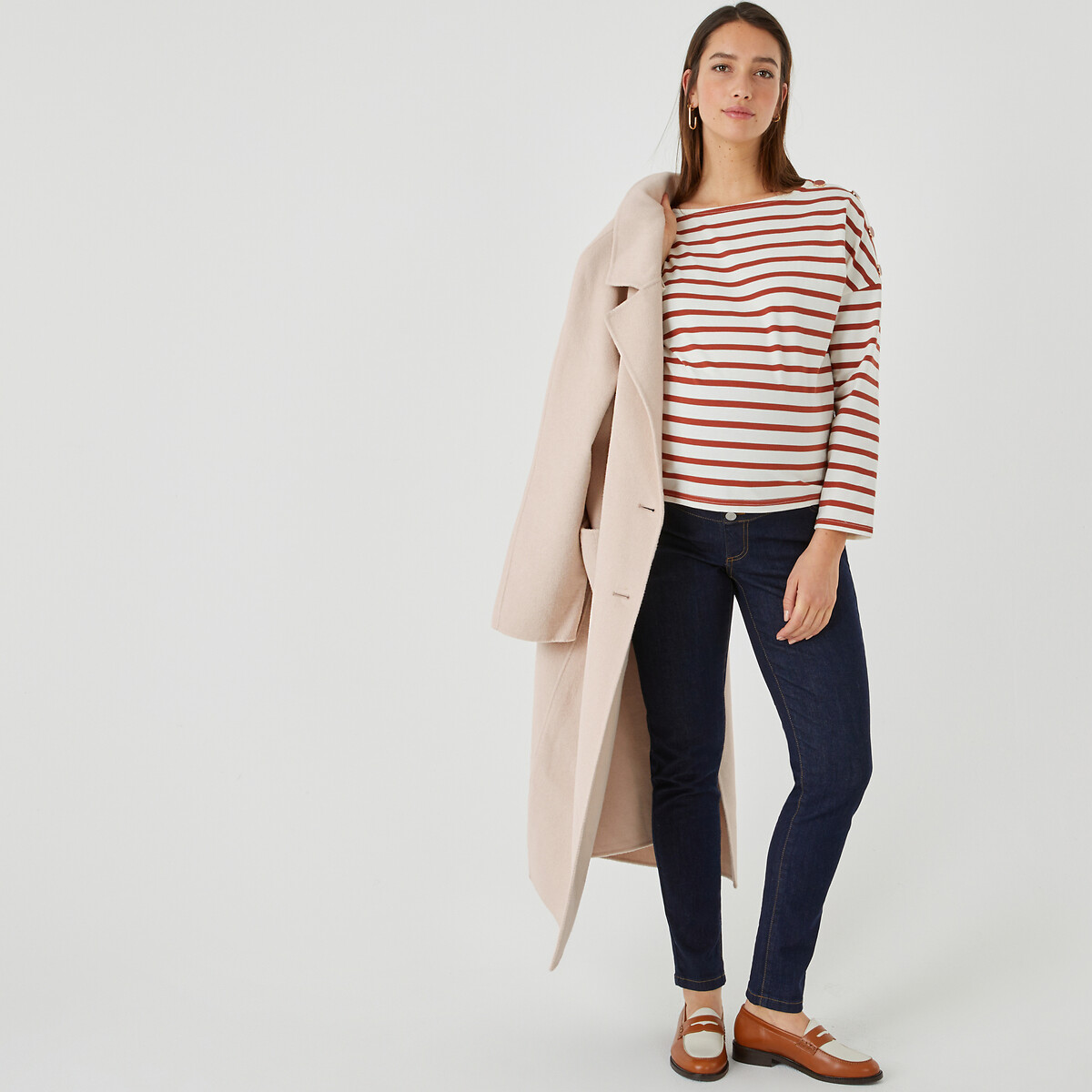 Maternity Slim Fit Jeans in Mid Rise, Length 29.5" untreated blue, LA REDOUTE COLLECTIONS