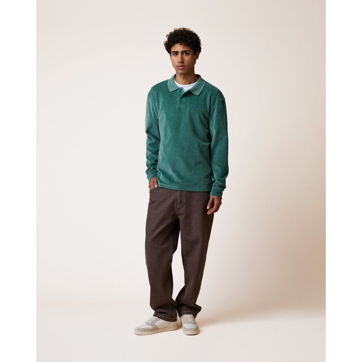 Polo en maille vert grisé, FAGUO