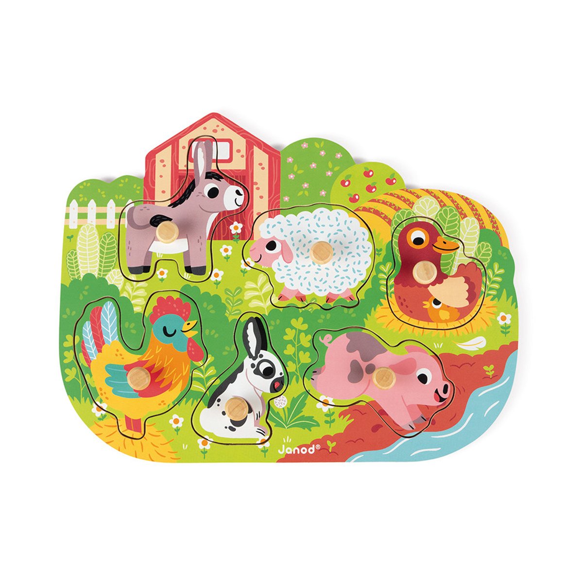 Puzzle en bois Happy Farm vert, JANOD