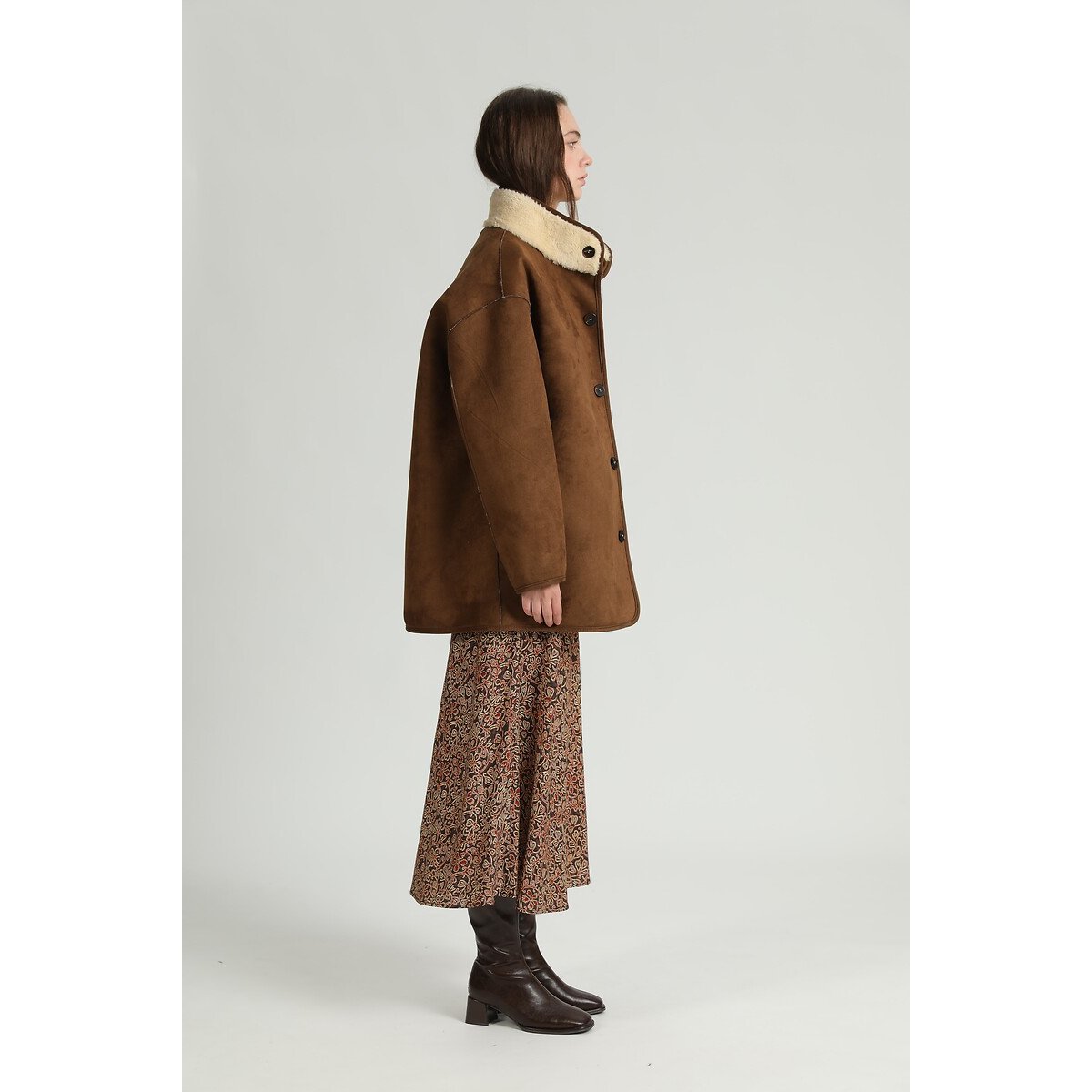 Veste en sherpa réversible camel/écru, SEE U SOON