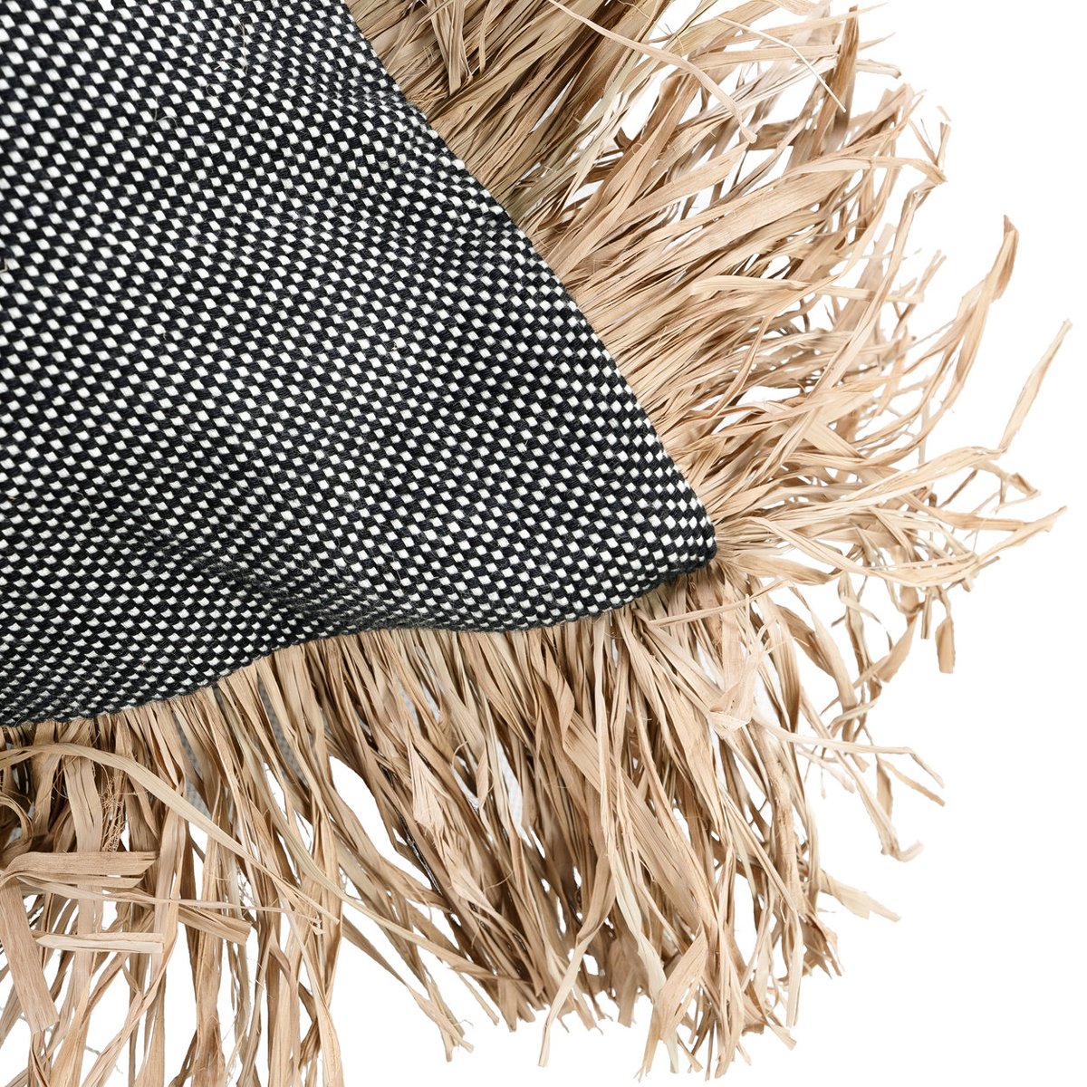 Housse de coussin en coton et raphia BONITA noir beige, BAZAR BIZAR