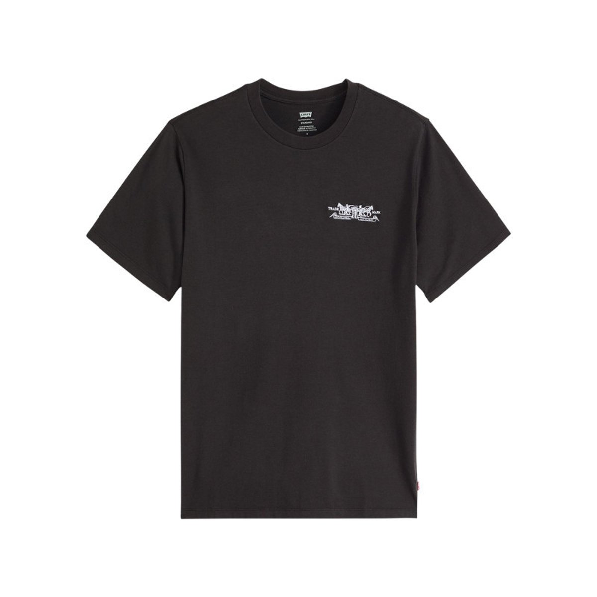 T-shirt en coton noir imprimé avec une coupe droite et un col rond noir, LEVI'S