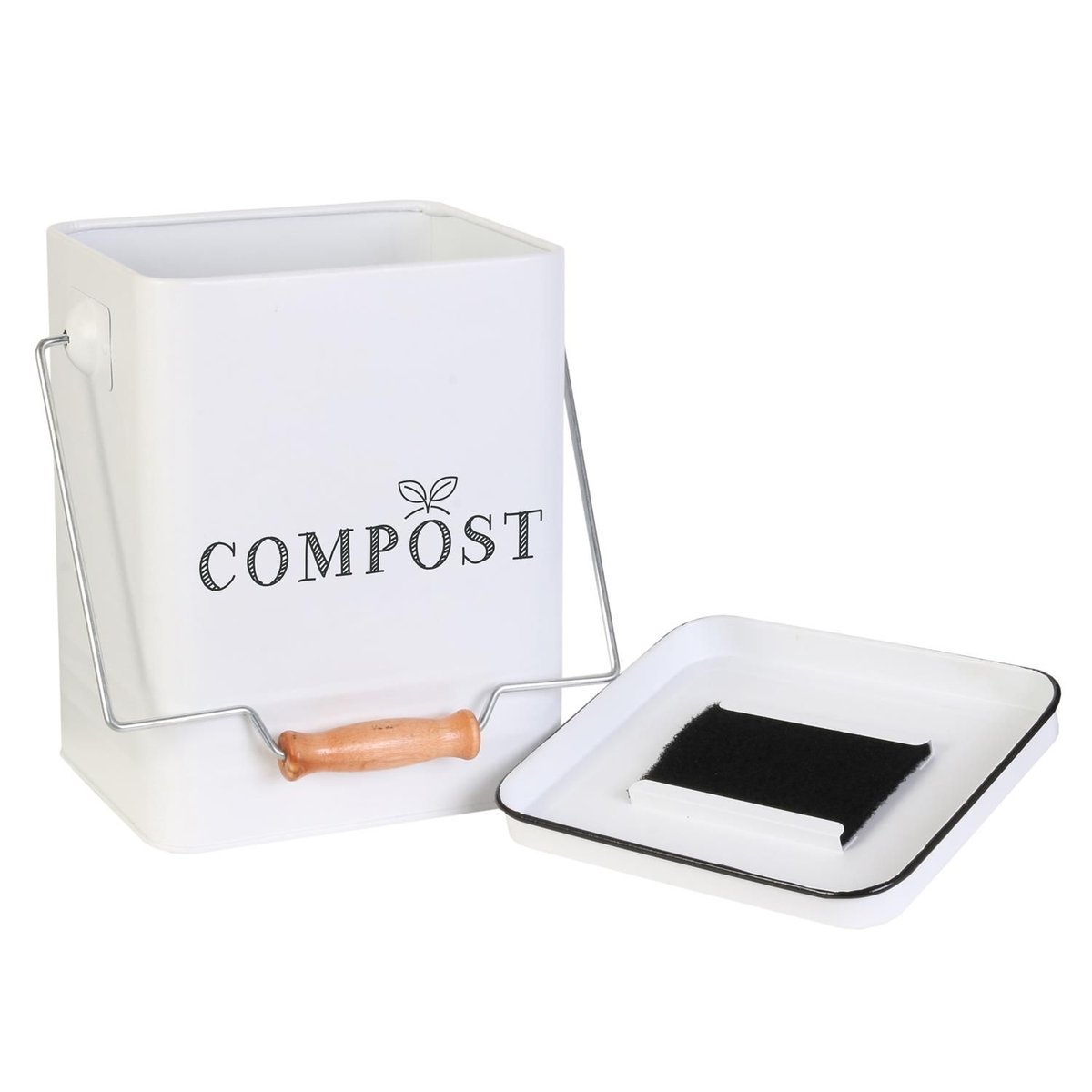 Poubelle de compostage en métal blanc, THE HOME DECO FACTORY