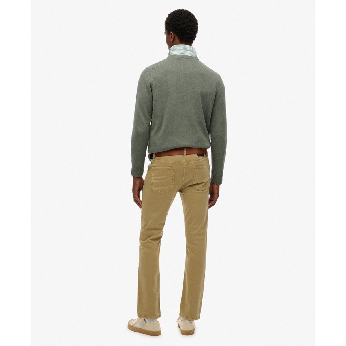 The Merchant Store - Pantalon 5 poches en satin beige américain, SUPERDRY