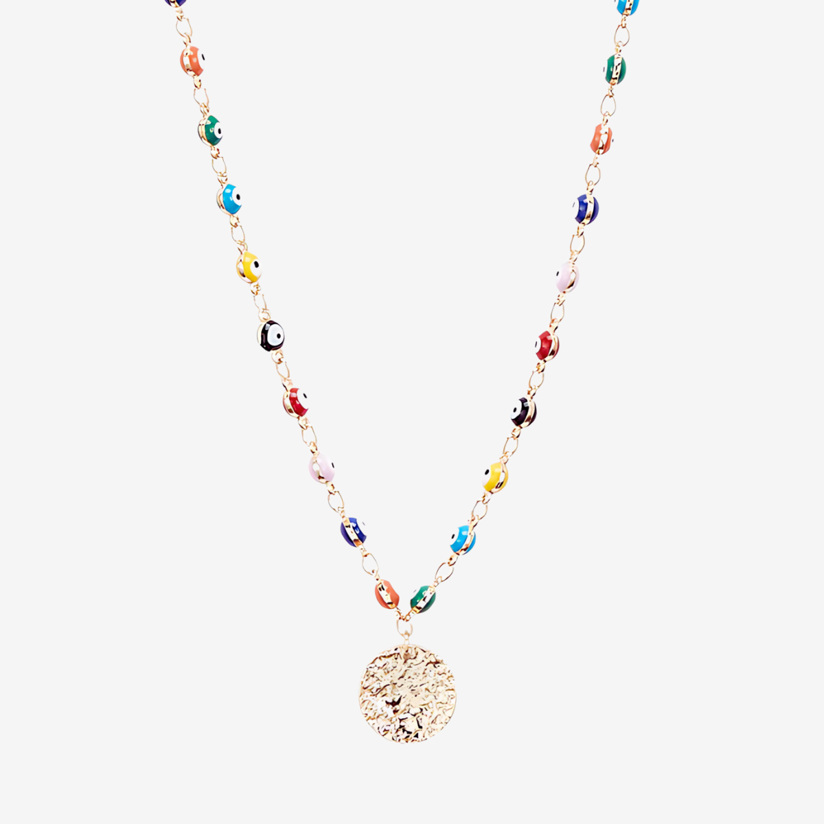 Collier œil multicolore avec médaillon multicolore, BALABOOSTE
