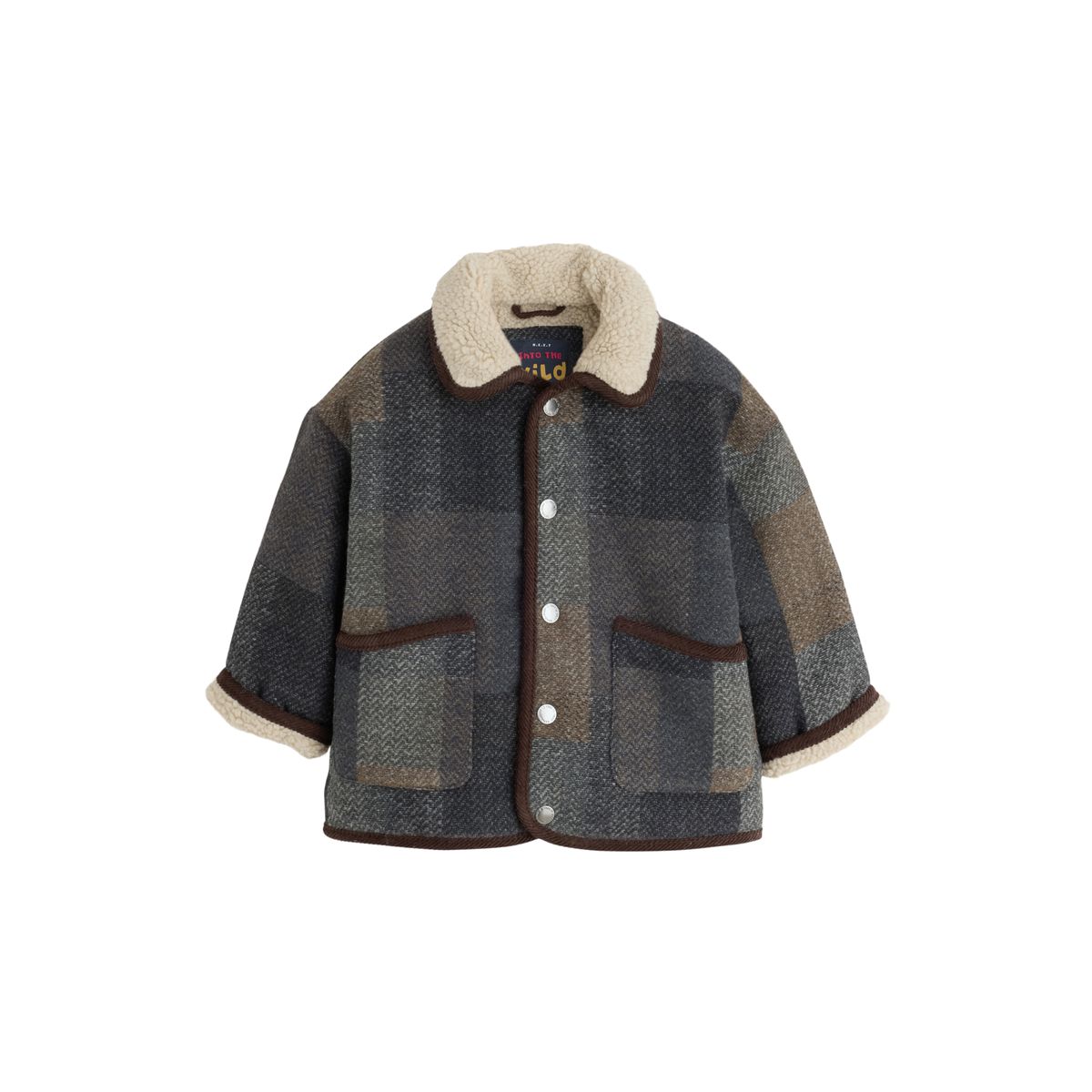 Veste à col imitation peau de mouton vérification multiple, NEXT