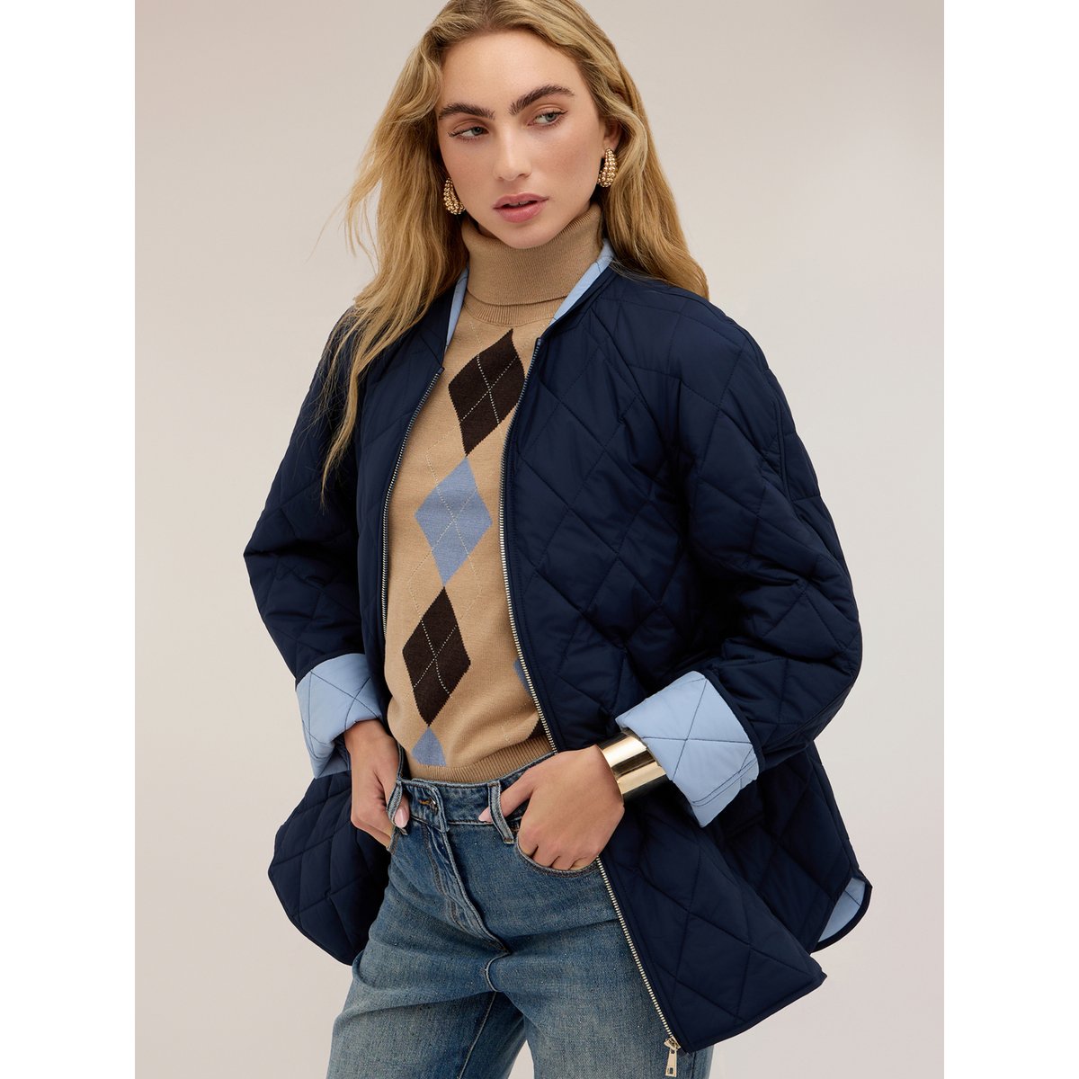 Doudoune légère avec doublure contrastante bleu, MOTIVI