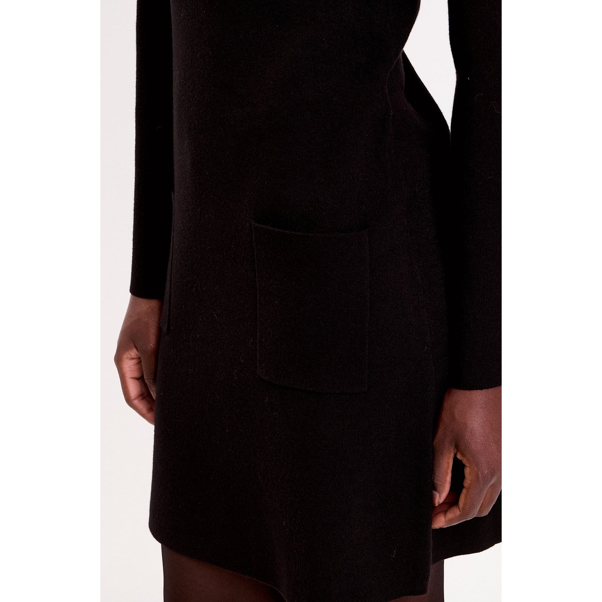 Robe manches longues col montant noir, CACHE CACHE