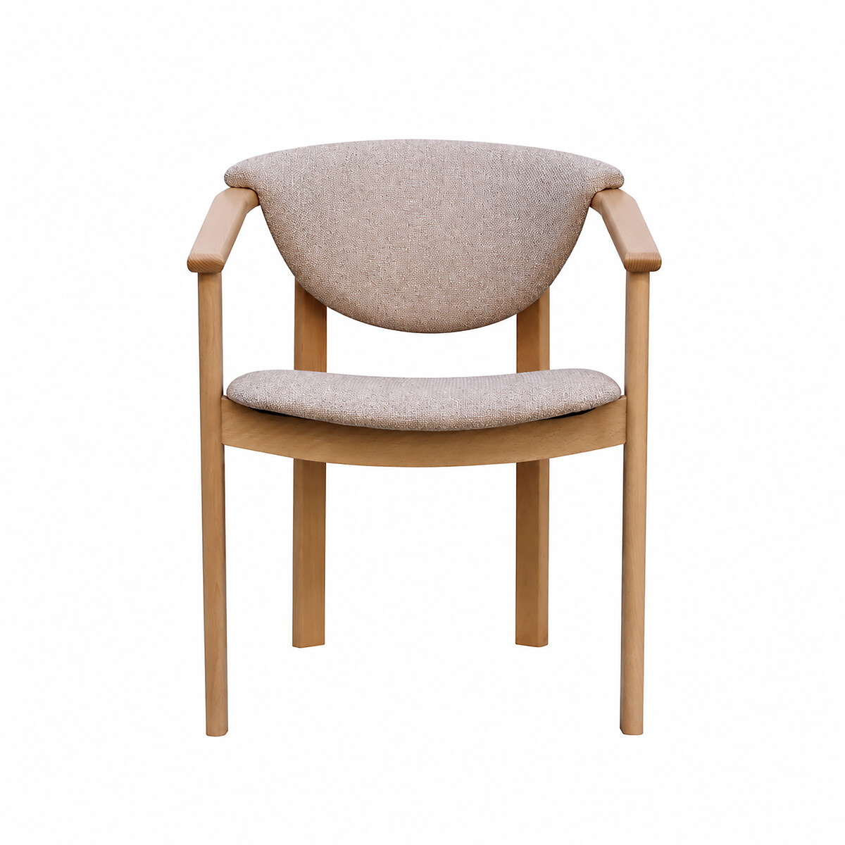 Chaise design en bois massif avec accoudoirs – Assise et dossier rembourrés beige, EUROPE & NATURE