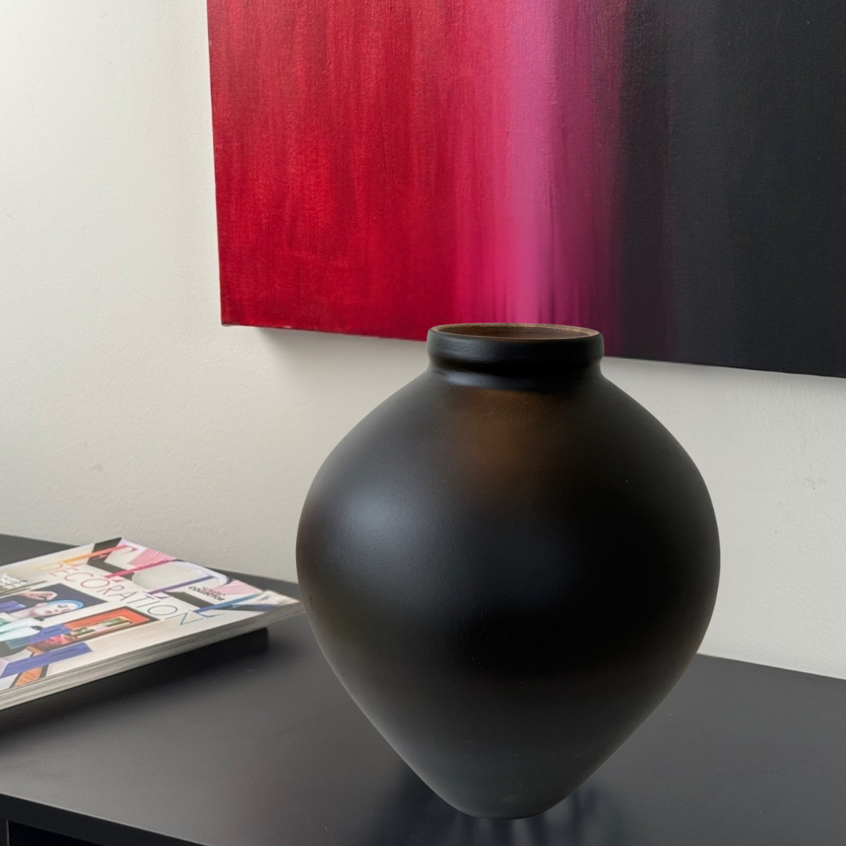 Vase décoratif en terre cuite, LUZ gris charbon, GERARD LAMY