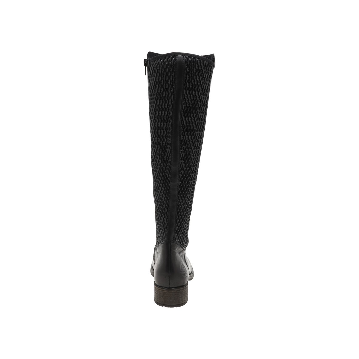 Bottes hautes en cuir brun à talon bloc moyen, doublure chaude et arrière tige stretch très confortable noir, RIEKER