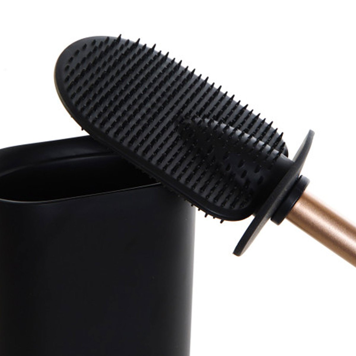 Brosse WC résine noire 10x6x40cm noir, WADIGA