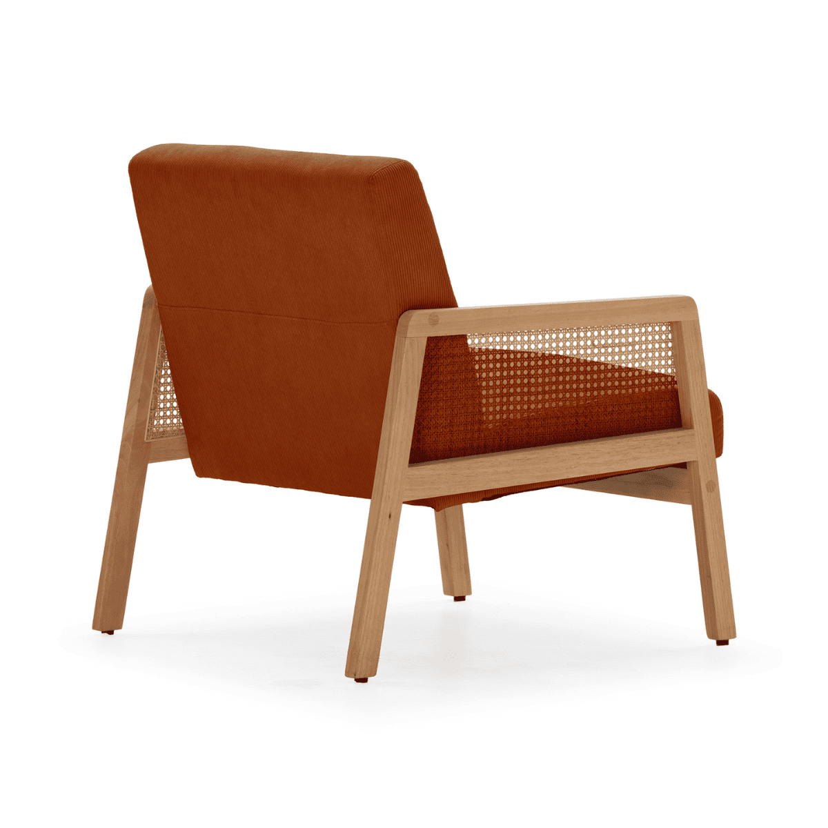 Fauteuil en tissu avec pieds en bois et rotin L68 cm - DEBRA orange, CALICOSY