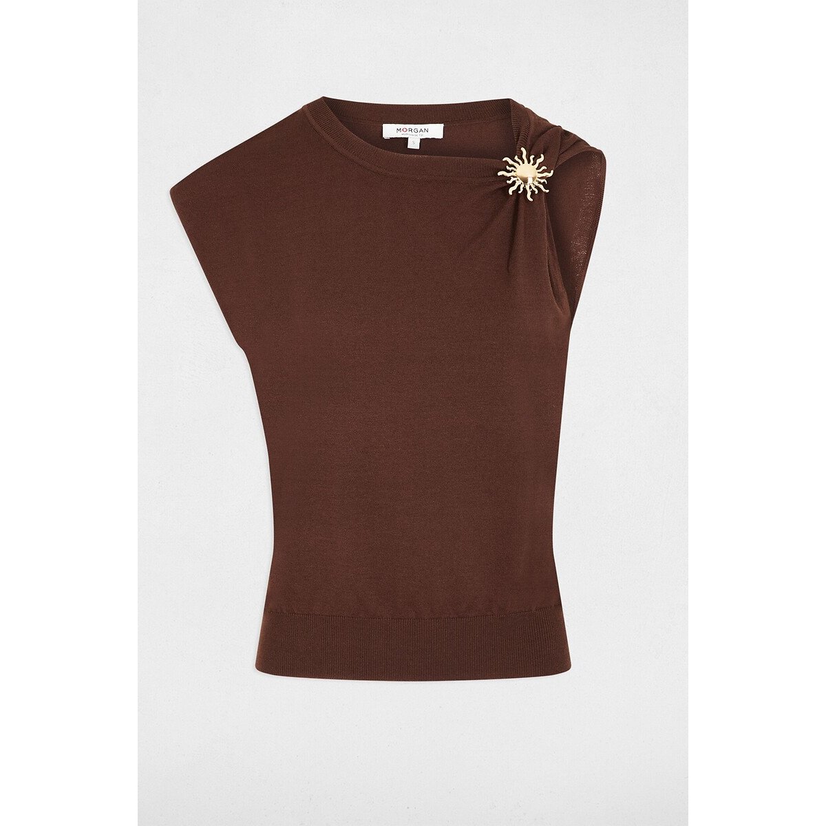 Asymmetric Sleeveless Top chocolate, MORGAN