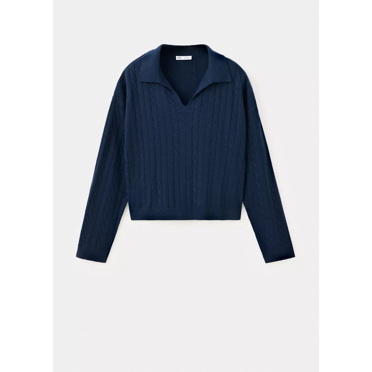 Pull-over col polo torsades bleu marine, MANGO TEEN