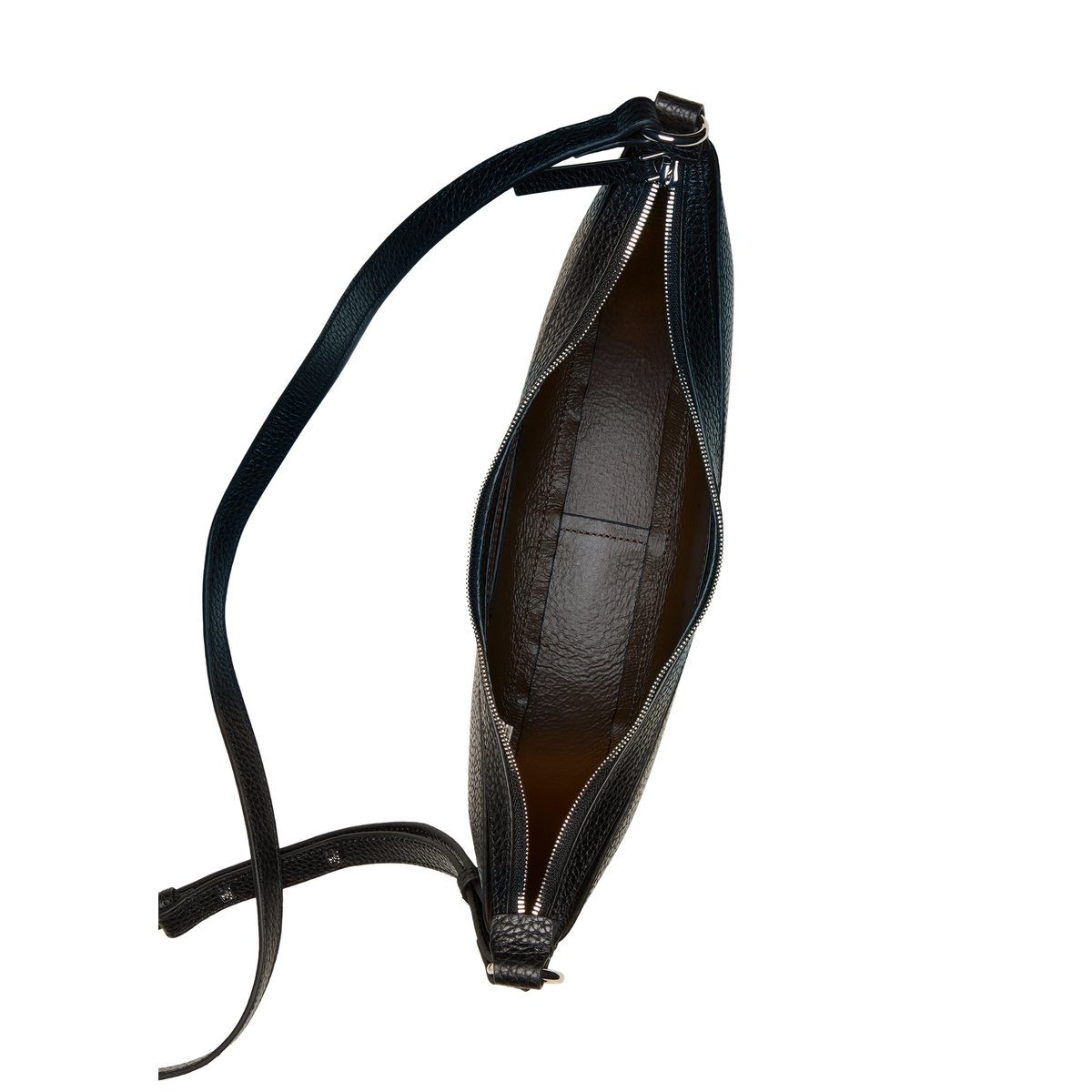 Sac à bandoulière medium en cuir de vache finement grainé noir, MARC O'POLO