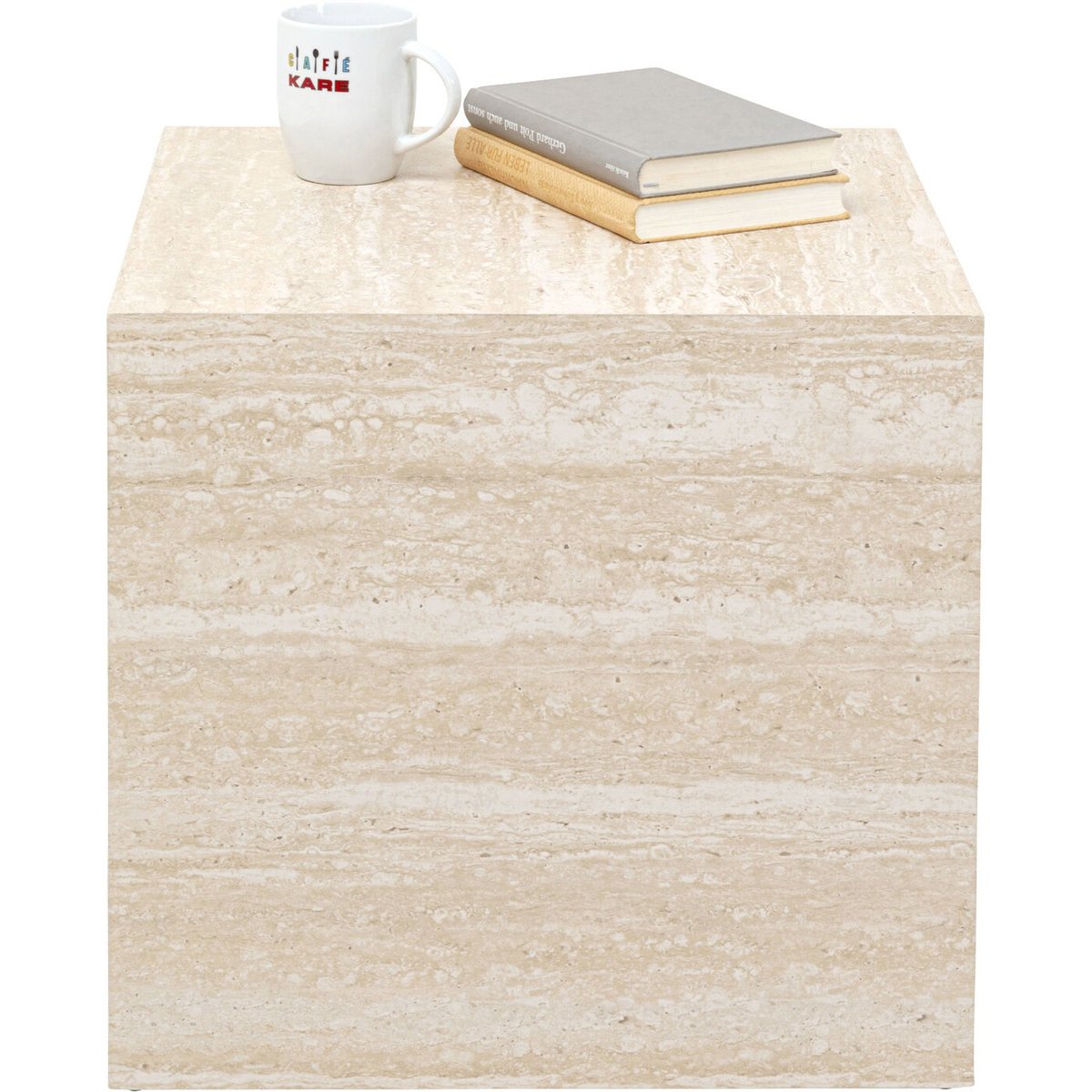 Table d'appoint cubique imitation pierre, TRAVERTINO beige, KARE DESIGN