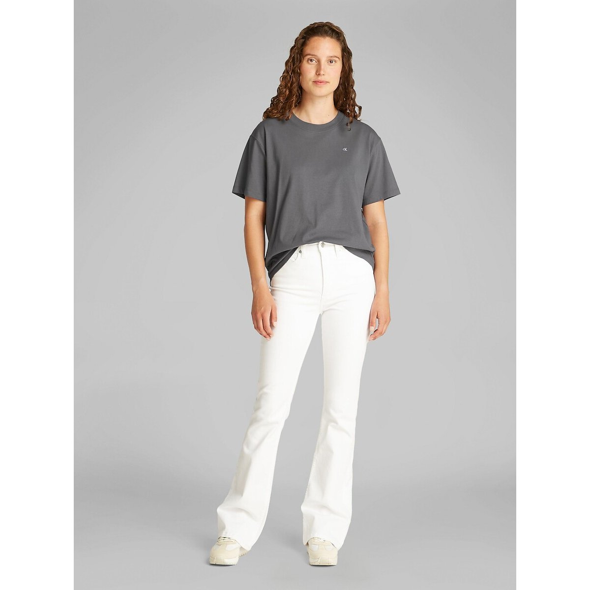 T-shirt à manches courtes coupe large, logo dans l gris, CALVIN KLEIN JEANS