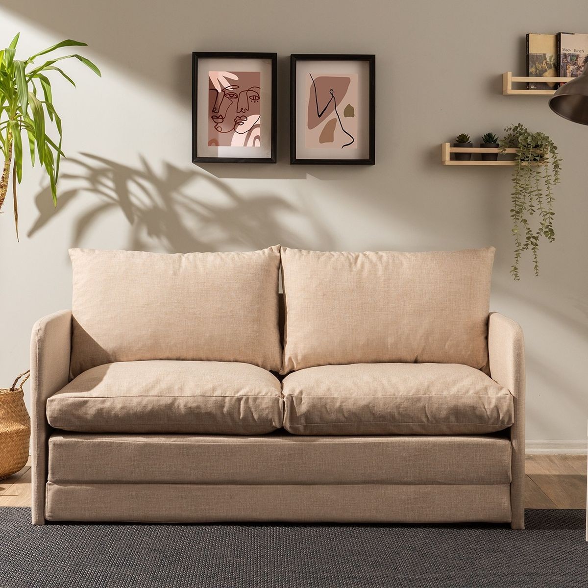 Canapé convertible 2,5 places en lin - LUZ beige, HOMIFAB