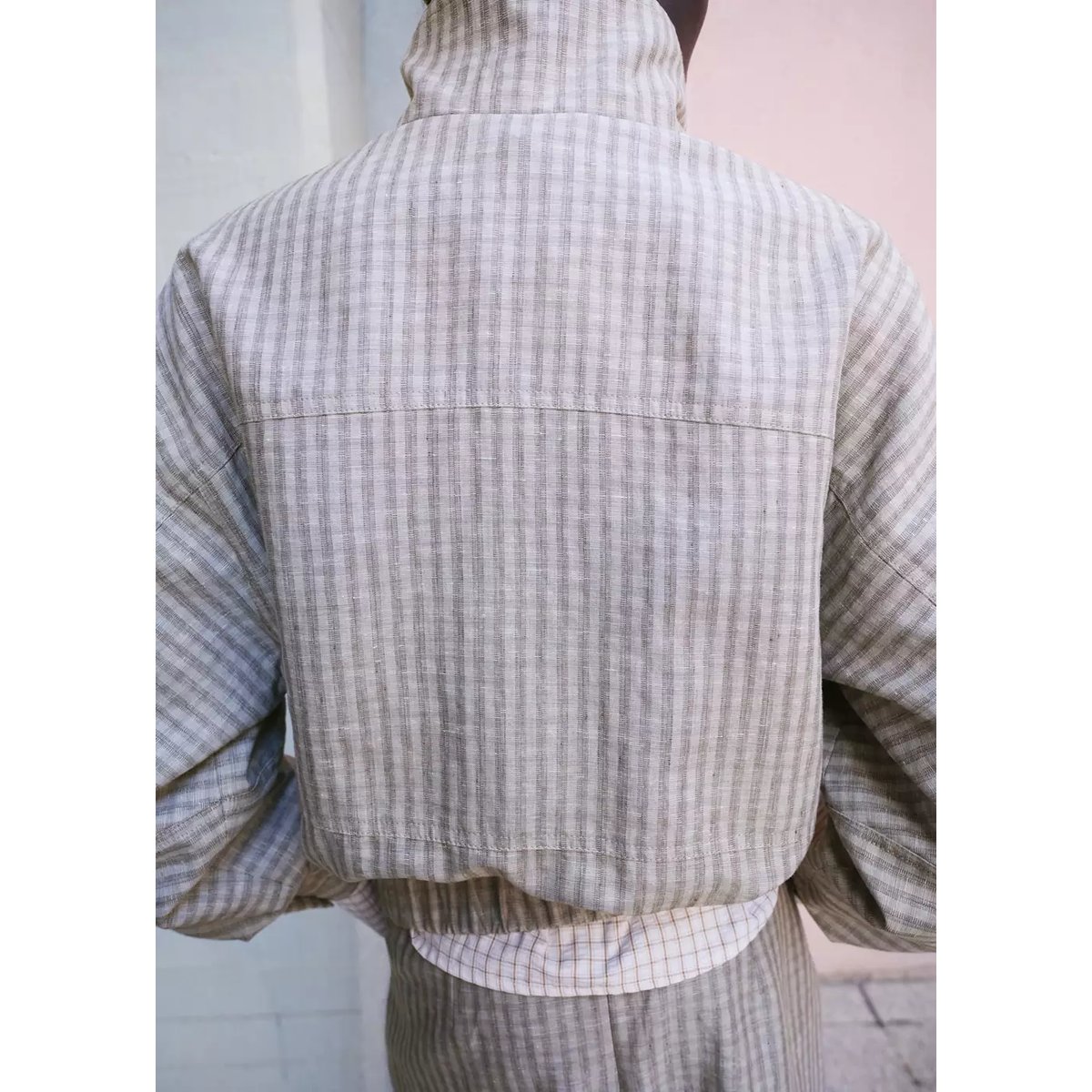 Veste bomber carreaux gris clair/pastel, MANGO