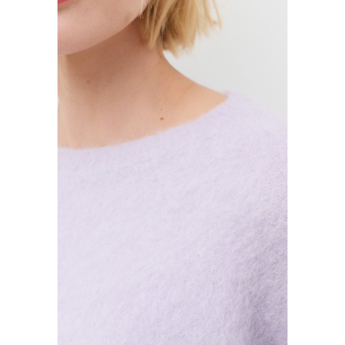 Pull ample col rond MTED mauve, CAROLL