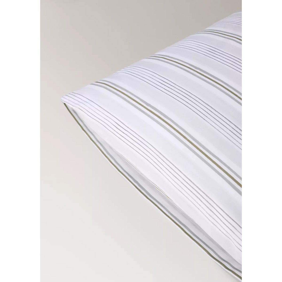 Taie d’oreiller percale de coton rayures contrastées 50x75 cm gris, MANGO HOME
