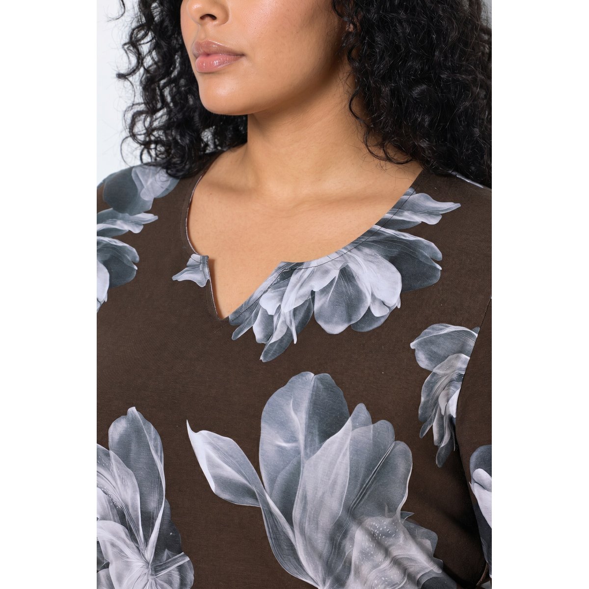 T-shirt à fleurs acajou, ULLA POPKEN