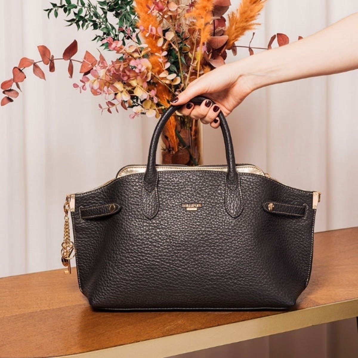 Sac shopper Todora M noir,doré, LOLLIPOPS