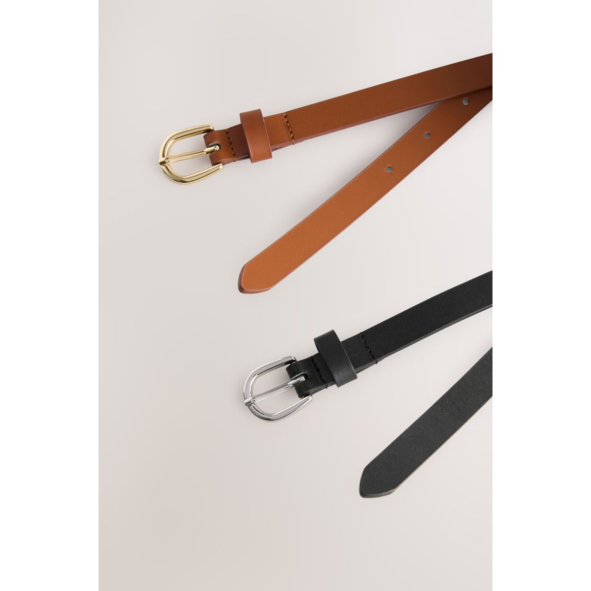 Ceinture fine en pu, lot de 2 noir/fauve, NEXT