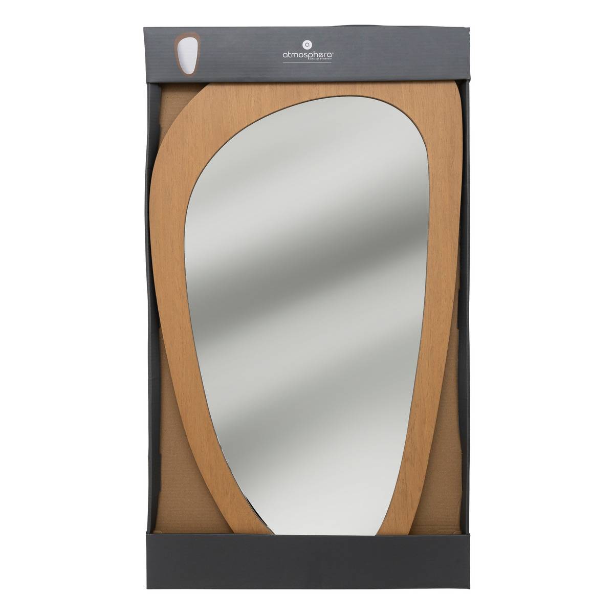 Miroir mural organique en bois 70cm SOPHIE marron, ATMOSPHERA