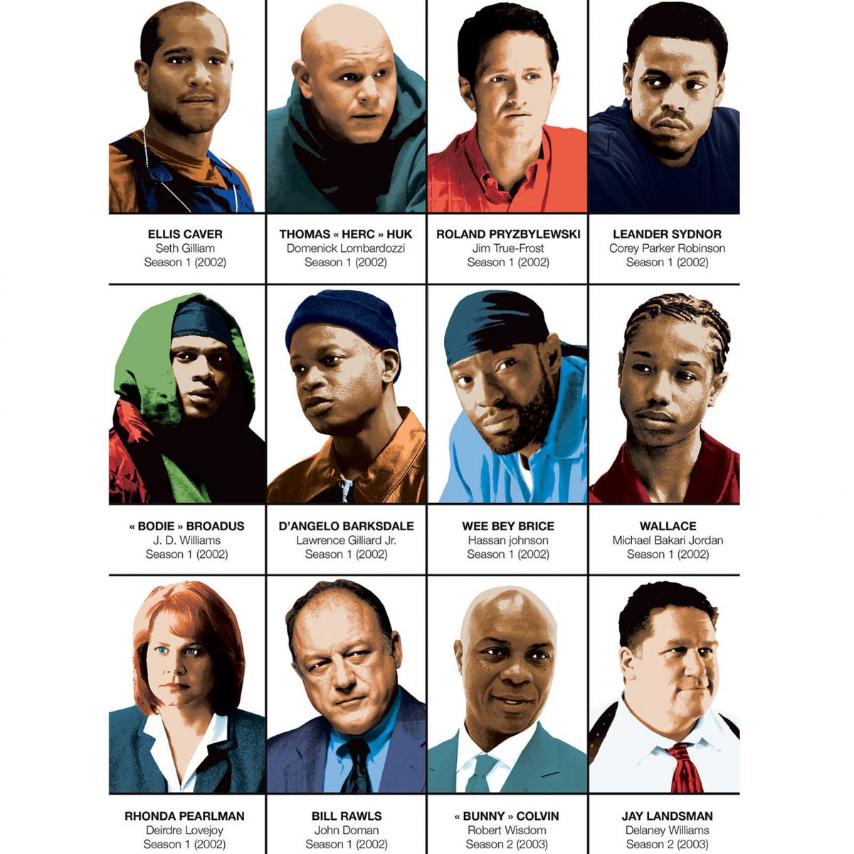Affiche d'art - The Wire Characters - Olivier Bourdereau affiche d'art, WALL EDITIONS