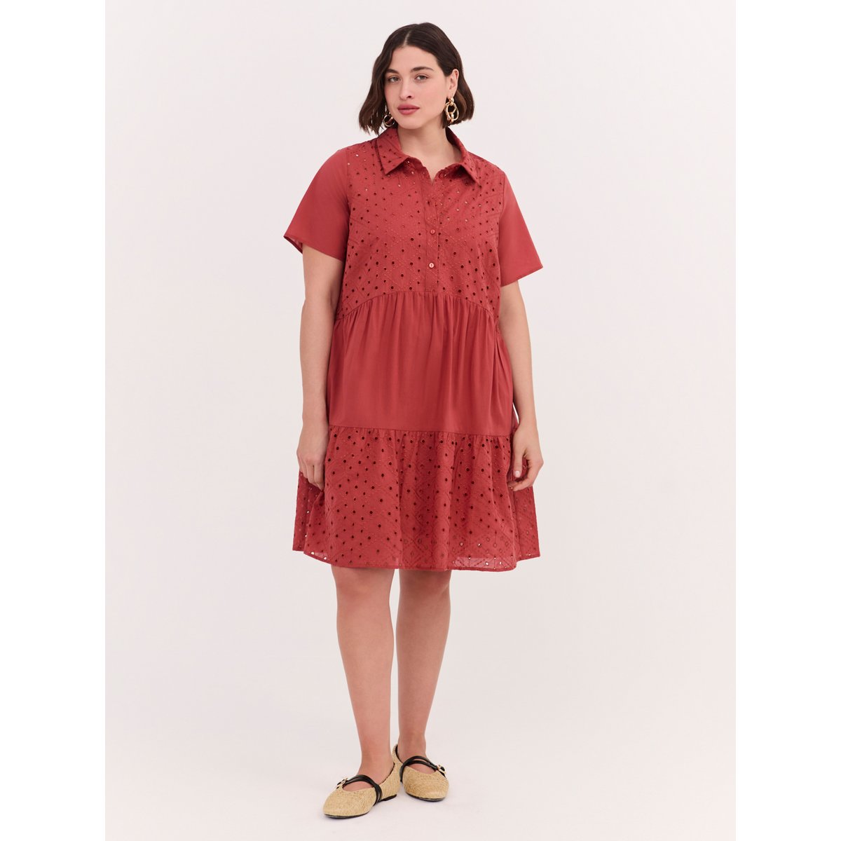 Robe à volants souriante à Sangallo orange soleil, FIORELLA RUBINO
