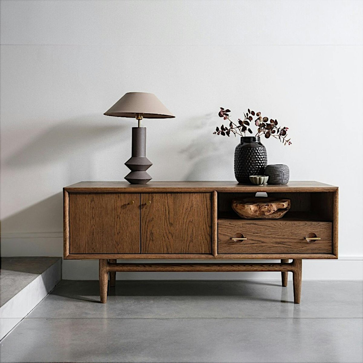Meuble tv vintage en bois de chêne BRADFORD bois naturel, PIER IMPORT