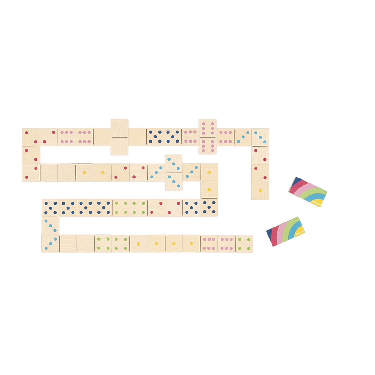 Jeu De Dominos En Bois 28 Pièces couleur unique, JANOD