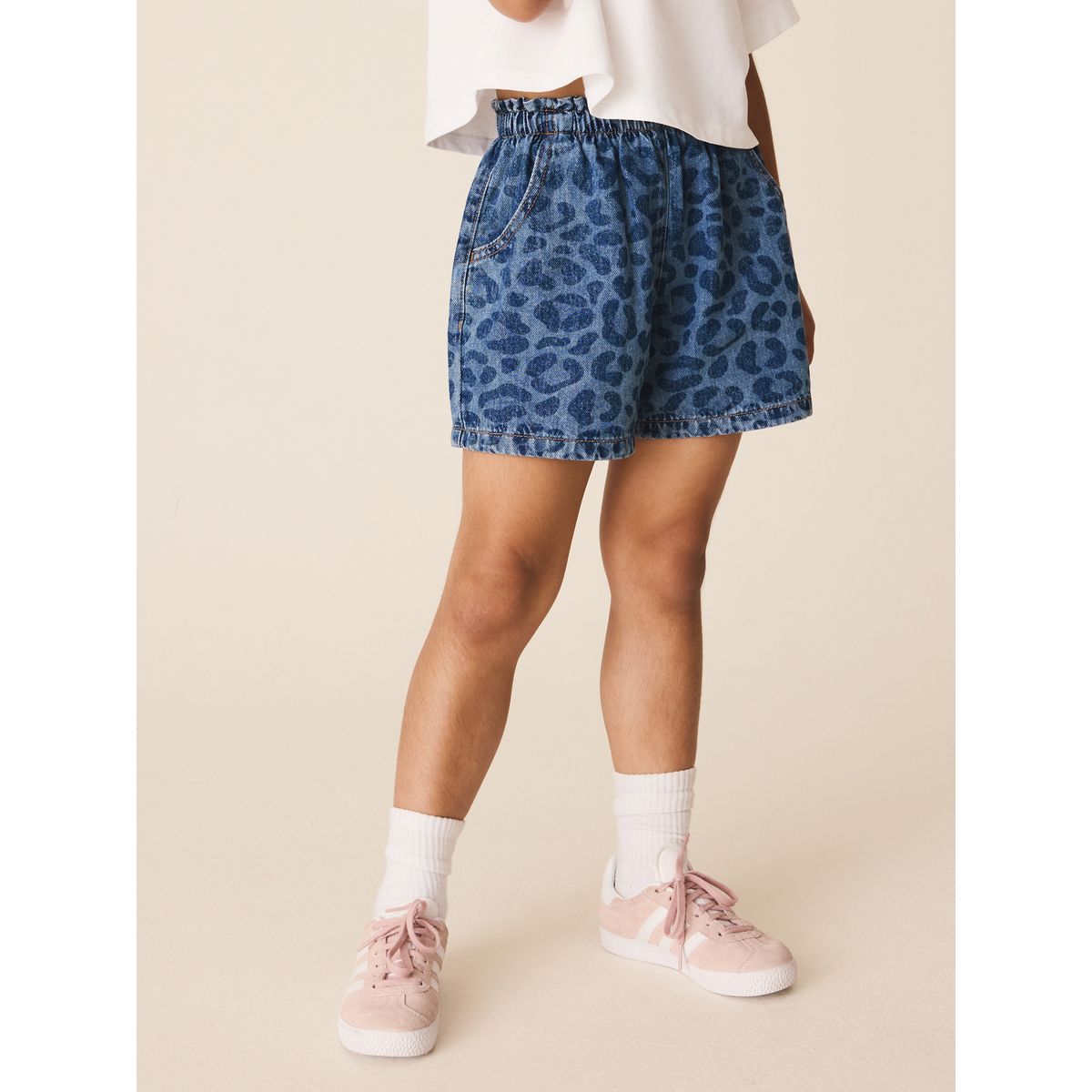 Short à enfiler denim animalier, NEXT