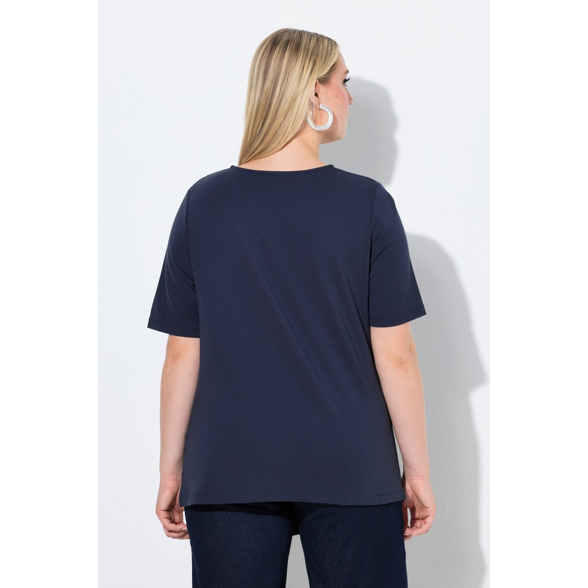 T-shirt drapé, base asymétrique marine, ULLA POPKEN