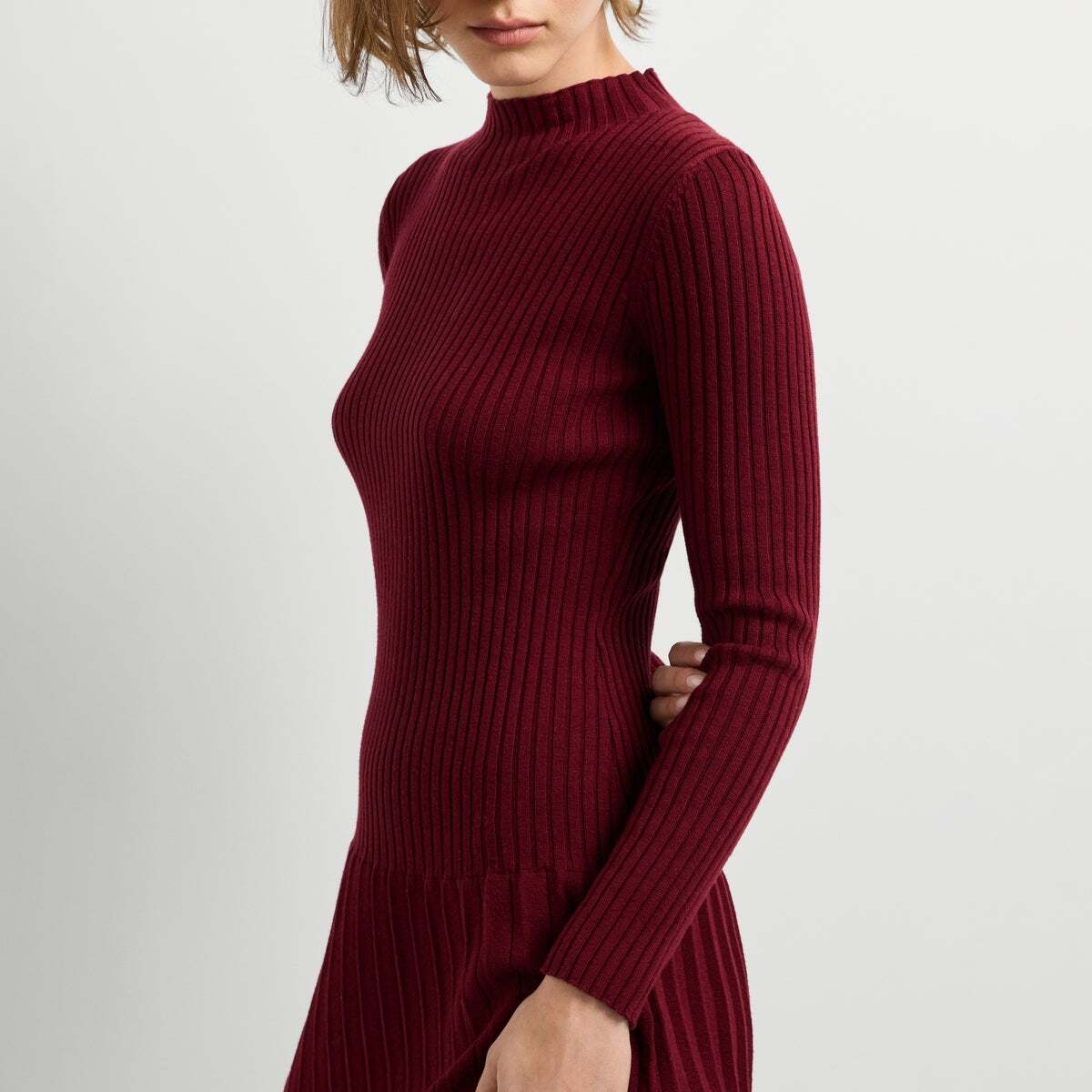 Robe Longue Côtelée rouge bordeaux, PEPE JEANS