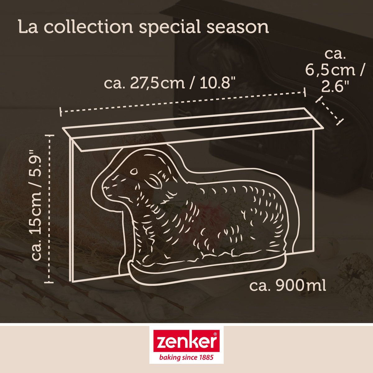 Lot de 2 moules à gâteaux 3D en forme d'agneau pascal noir, ZENKER