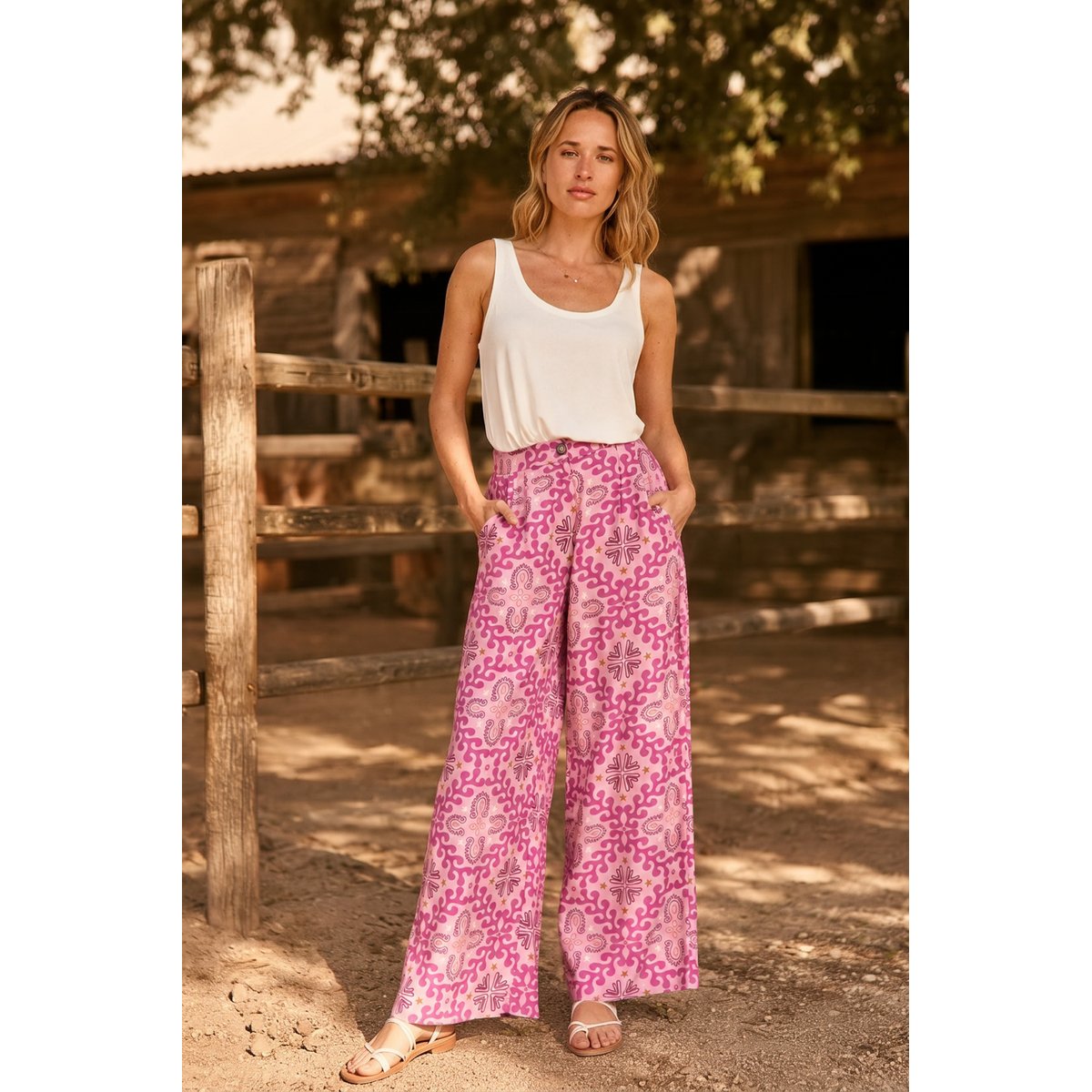Pantalon large imprimé ethnique POZO 47-cowboy, LA PETITE ETOILE