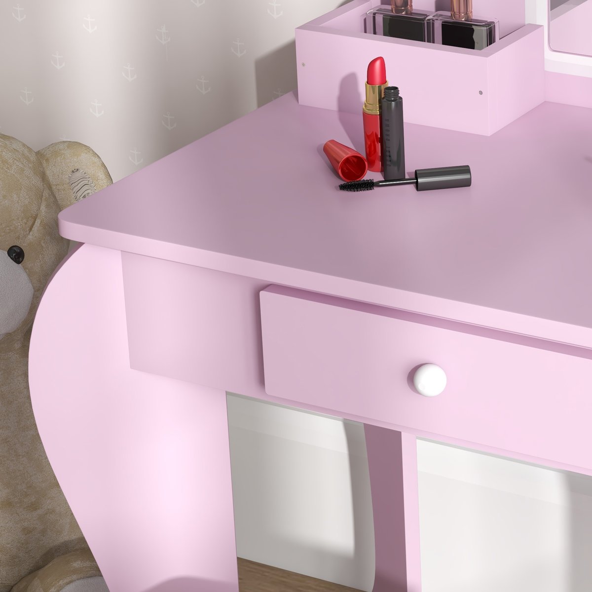 Ensemble de coiffeuse pour enfants MDF Rose rose, ZONEKIZ
