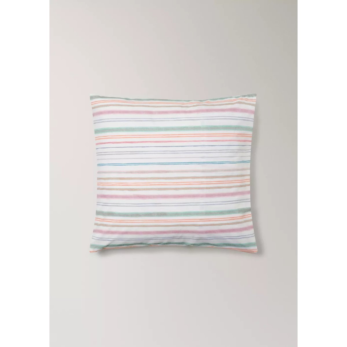 Taie d'oreiller percale de coton rayures multiples colorées 60x60 cm vert, MANGO HOME
