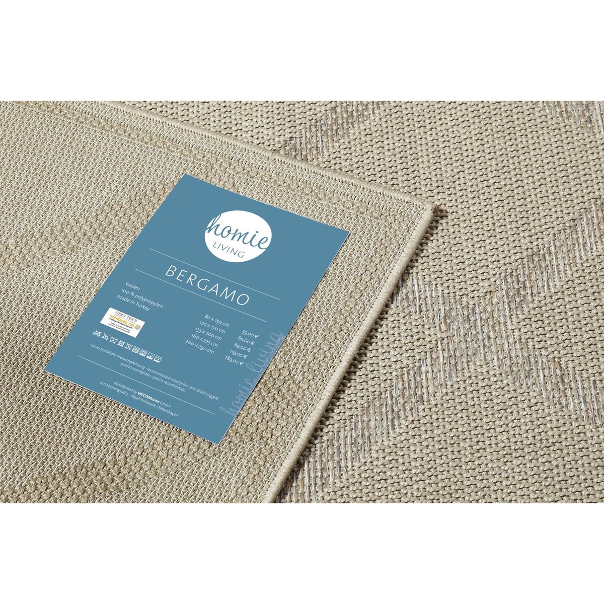 Tapis intérieur extérieur motif losanges , BERGAMO beige gris, HOMIE LIVING